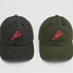 Lobster Embroidered Baseball Hat, Vintage Dad Hat Gift, Seafood Lover Cap, Beach Vacation Cotton Hat, Coastal Hat Gift, Nautical Summer Hats
