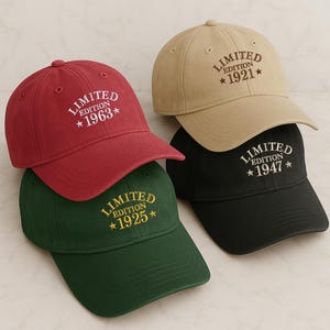 Personalised 50th 60th 70th Birthday Gift-Custom Birthday Hat-Embroidered Age Cap-Custom Year Mom/Dad Hats-Milestone Birthday Cap Gifts
