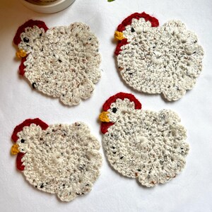 Crochet Chicken Coaster Set