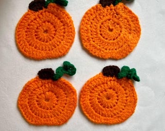 Crochet Pumpkin Coaster Set