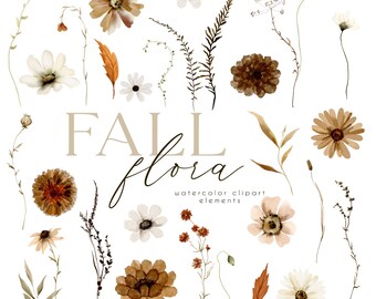 Botanische herfst bloemen clipart aquarel beige, bruin, oranje, crème wilde bloemen randen neutrale bruiloft graphics humeurige herfst bloemen, png