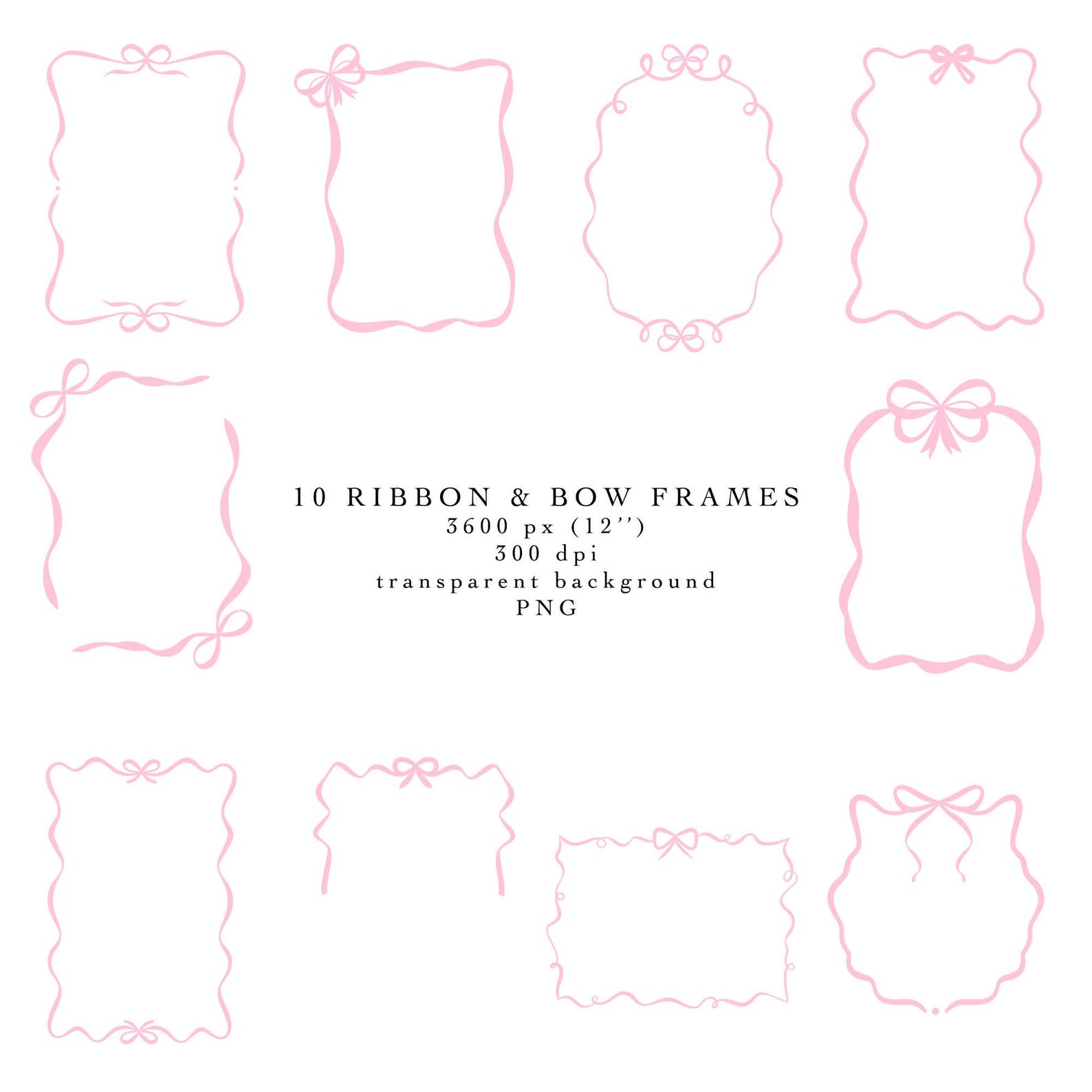 Pink Ribbon Frame R Blush Pink Ribbons Frames Clipart, Cute Bow Frame PNG, Dusty Rose ...