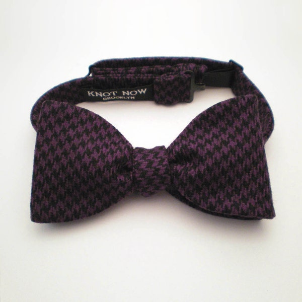 Men's bow tie - Cashmere & mink - purple houndstooth (last one)