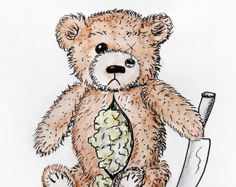 SadBear - original sketch on paper