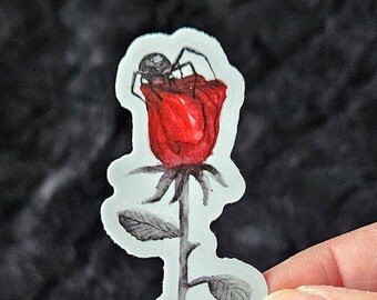 Spider on a Red Rose - Sticker