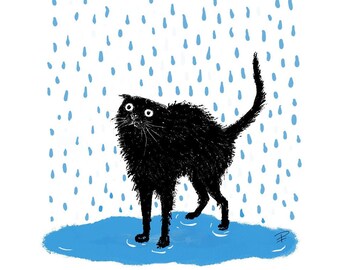 Cat Rain - Bookmark (Digital Download)