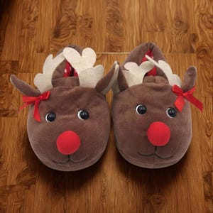 Reindeer Slippers - Fun Winter Slippers - House Shoes - For Home or Outings