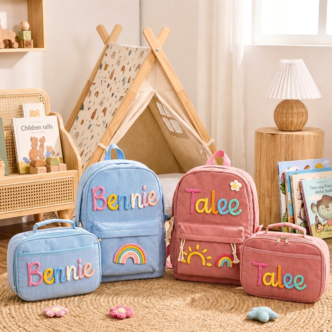 Personalized Backpack and Lunch Bag Set, Custom Kids Toddler Daycare ...
