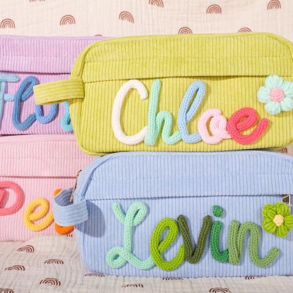 Estuche de pana para lápices para niños pequeños y niños / Estuche con nombre personalizado