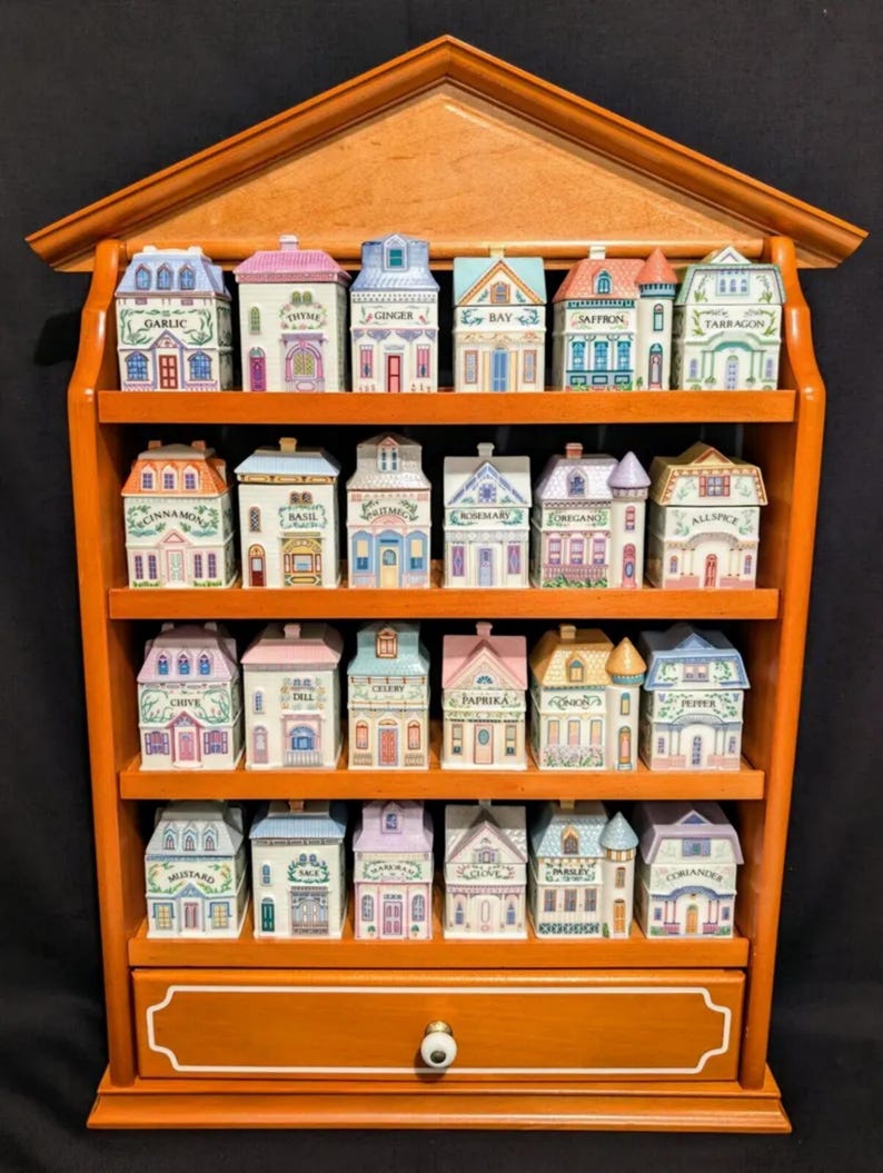 Vintage Lenox Spice Village 1989 Complete Set W/wood House Rack All 24 ...