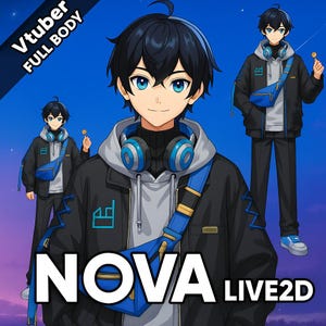 Premade Male Anime Vtuber Model: Fully Rigged Live2D