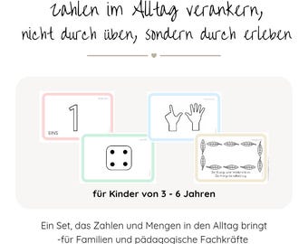 40 number cards 1–10 – accompanying booklet, interactive story – experiencing numbers in kindergarten & at home – PDF download, ages 3–6