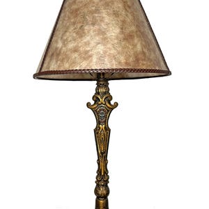 Antique Painted Cast Iron Table Lamp With Mica Shade