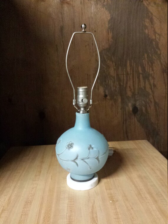 small blue table lamp