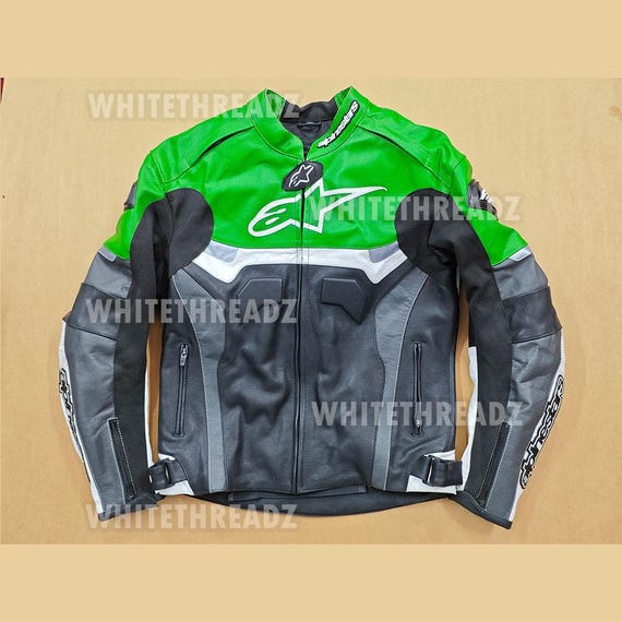Alpinestars Green Racing Leather Jacket – Genuine Motorcycle
