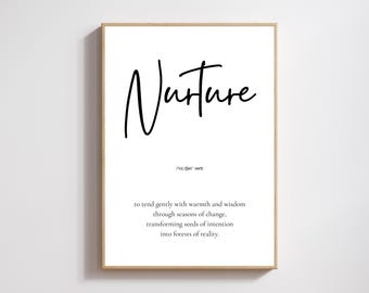 Nurture definition, motivational wall art, daily affirmation, printable wall art, positive quotes, inspirational quotes, digital download