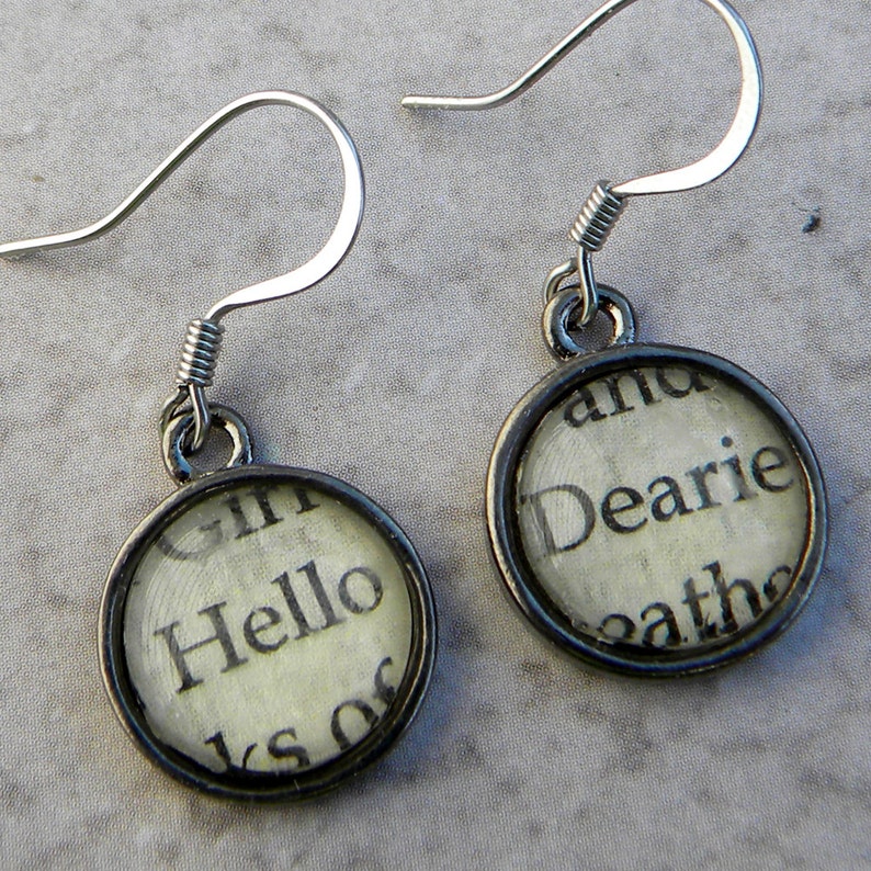 Word Earrings Hello Dearie Earrings Once Upon A Time Etsy