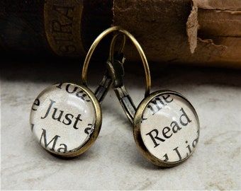 Word Earrings, Just Read, Reader,  Read More, Book Nerd, Librarian, Teacher, Book Lover, Library, Bibliophile