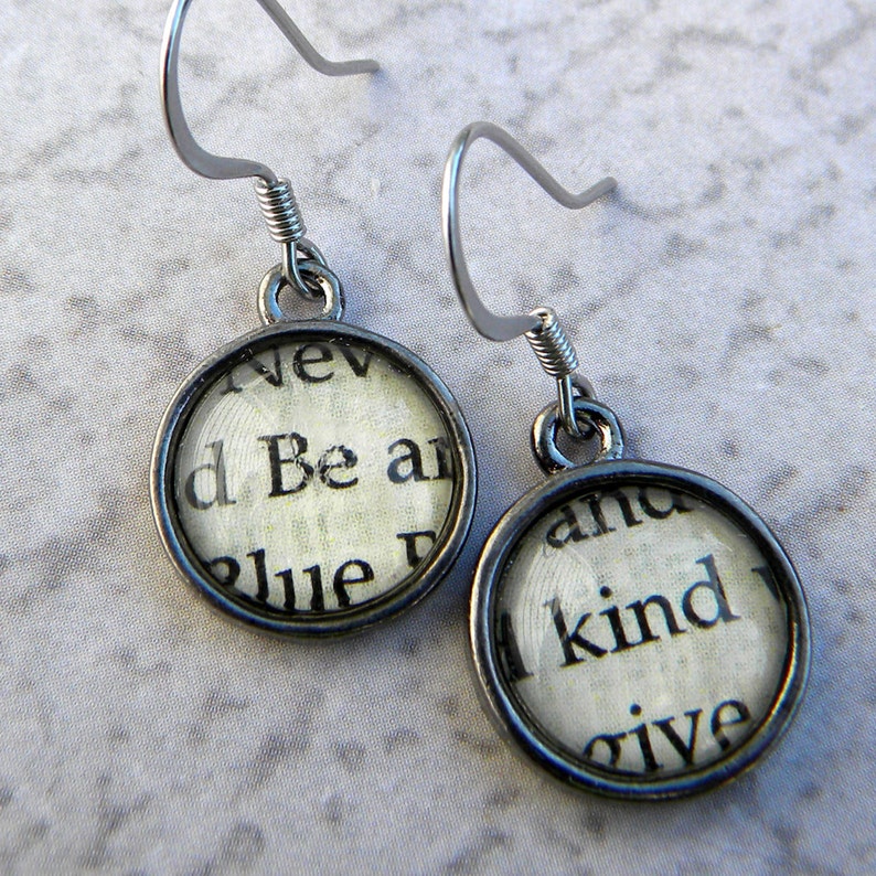 Word Earrings Be Kind Earrings Kindness Earrings Etsy