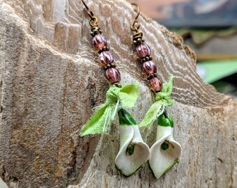 Calla Lily, Art Flower, Whimsy, Lily Earrings, Artisan, Garden