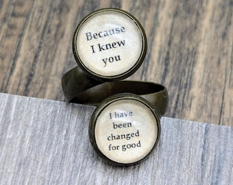 Wicked, Wicked Ring, For Good, Because I Knew You, Wicked Witch, Glinda, Changed, Oz Ring, Oz Jewelry