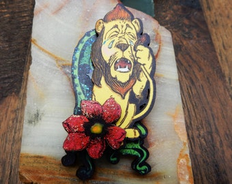 Wizard of Oz, Cowardly Lion, Oz Pin, Dorothy Oz Jewelry, Brooch, Over The Rainbow, Oz Friends