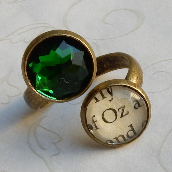 Wizard of Oz Ring, Wizard of Oz Jewelry, Oz Ring, Oz Jewelry, Emerald Oz Adjustable Ring