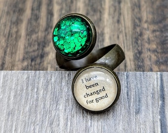 Wicked Ring, Changed, Wicked Witch, Bronze, Pink, Green, Wicked Witch Ring, For Good Ring, Wicked Jewelry, Good Witch, Oz Ring, Oz Jewelry