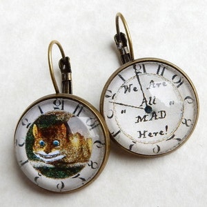 Cheshire Cat Earrings, We Are All Mad Here, Cheshire Cat Jewelry, Alice in Wonderland Jewelry,