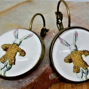 White Rabbit, Alice in Wonderland, White Rabbit, Earrings, Librarian Gift, Teacher, Book Lover