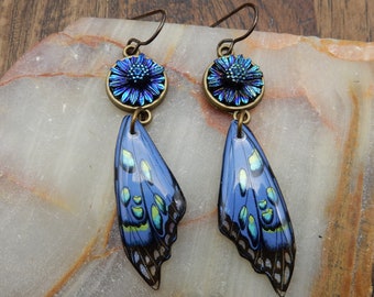 Butterfly Earrings, Midnight butterfly,  blue butterfly wings , Wings, Butterfly Lover, Teacher, Librarian