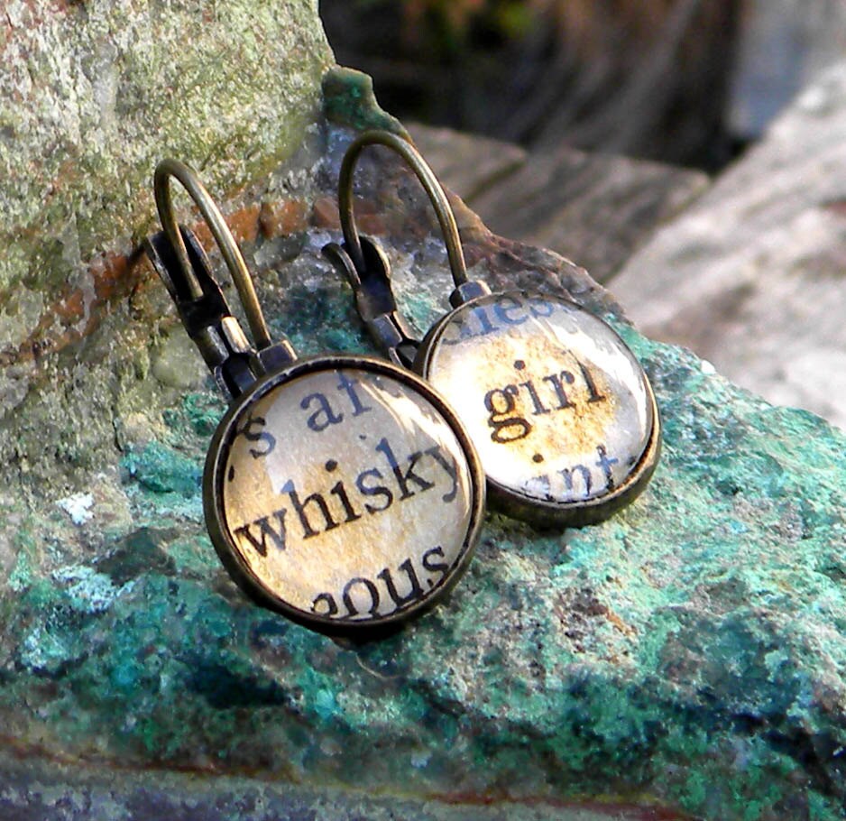 Word Earrings Whiskey WHISKY GIRL Scottish Spelling Whiskey Etsy