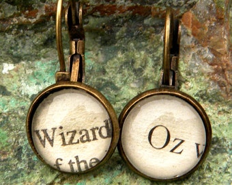 Oz Earrings, Wizard of Oz Earrings, Oz Jewelry,WIZARD OF Oz, Book Jewelry