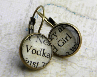 Earrings - VODKA  - Vodka Girl  - Word Earrings - Bartender Earrings - Vodka Shots