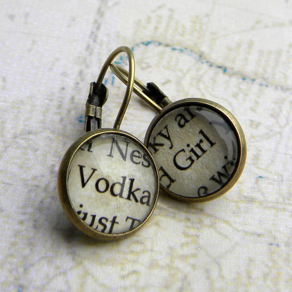 Earrings - VODKA  - Vodka Girl  - Word Earrings - Bartender Earrings - Vodka Shots