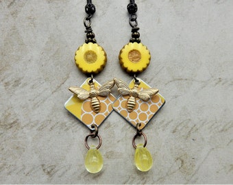 Bee Earrings, Bee, Bumblebee, Bee Lover, Honey Bee, Cottagecore, Honey Drops