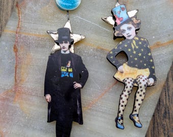 The Magician Assistant Earrings, Magic Show, Magician, Top Hat, Dark Magic, Magical, Unusual, Wood