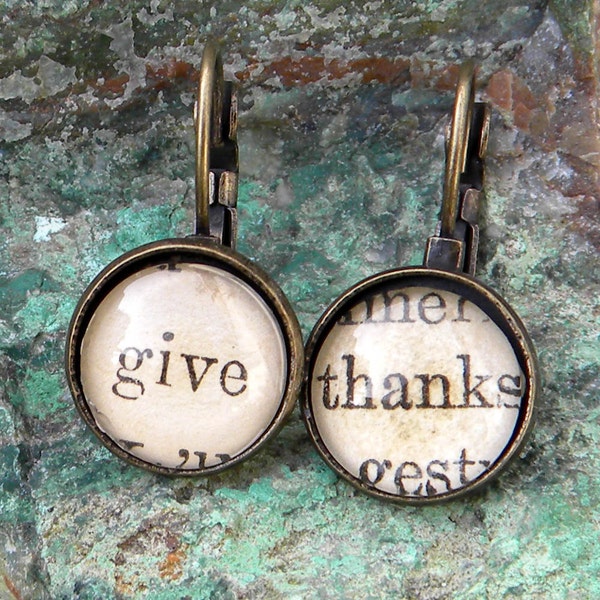 Thanksgiving Earrings,  GIVE THANKS Earrings, Thankful Jewelry,  Hostess Gift