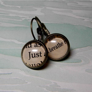 JUST BREATHE Earrings, Word Earrings, Book Earrings, Yoga, Breathe Earrings, Inspirational, Book Jewelry, Word Jewelry image 2