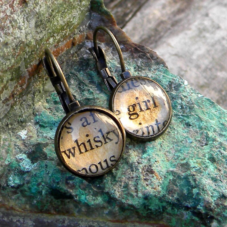 Word Earrings Whiskey WHISKY GIRL Scottish Spelling Whiskey Etsy
