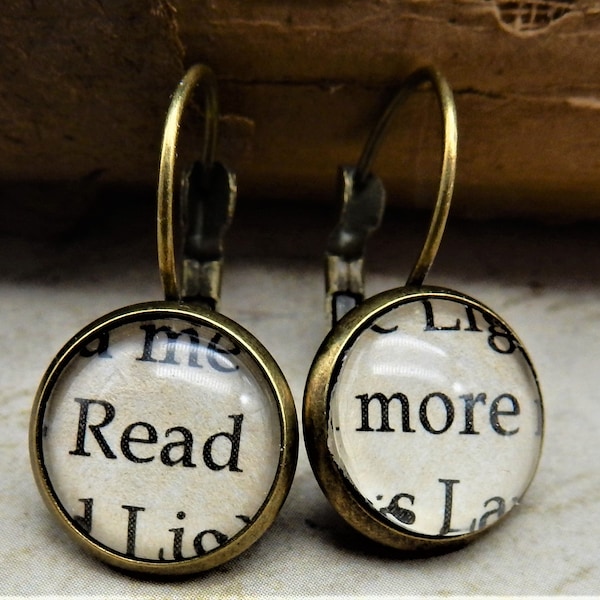 Word Earrings, Read More, Book Nerd, Librarian, Teacher, Book Lover, Library, Bibliophile