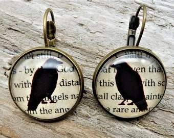 Raven Earrings,  Crow Earrings, Raven Jewelry,  Raven Nevermore  Earrings, Poe Raven Gothic Raven, Raven Crow Earrings