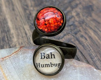 Bah Humbug Ring, Scrooge, Dickens, A Christmas Carol, Ebenezer, Christmas Ring, Christmas Jewelry