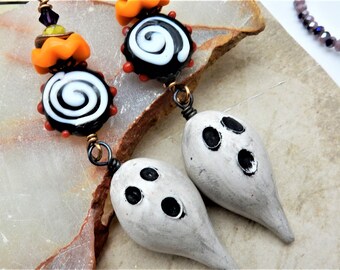 Ghost Earrings, Spirit, Ghost, Halloween, Ghost Dangles, Haunted, Cute, Teacher, Librarian, Halloween Party