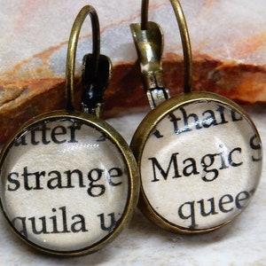 Word Earrings, Strange Magic, Magic Earrings, Book Lover, Book Jewelry, Magic Jewelry, Librarian, Bibliophile