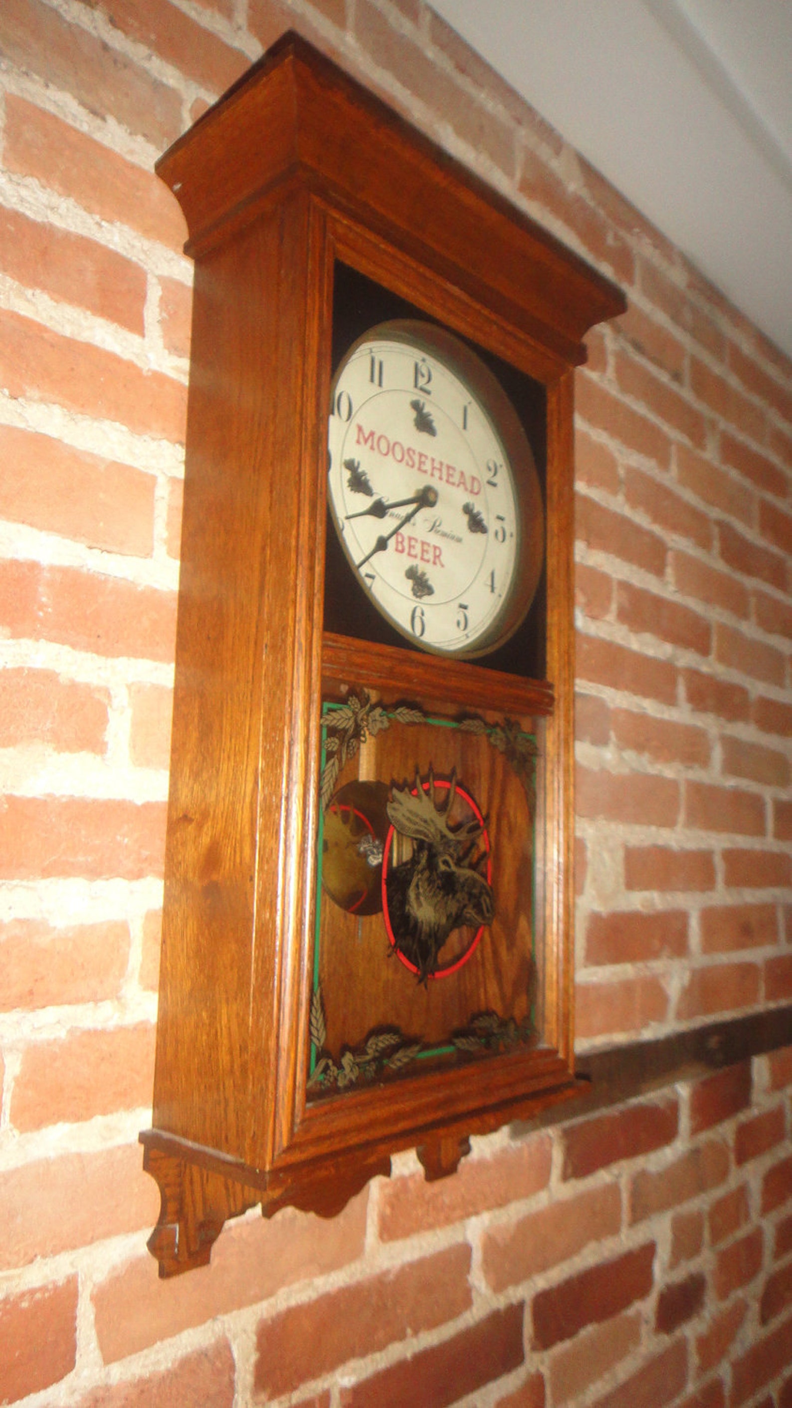 Moosehead Beer Wall Pendulum Clock in Oak Case Etsy