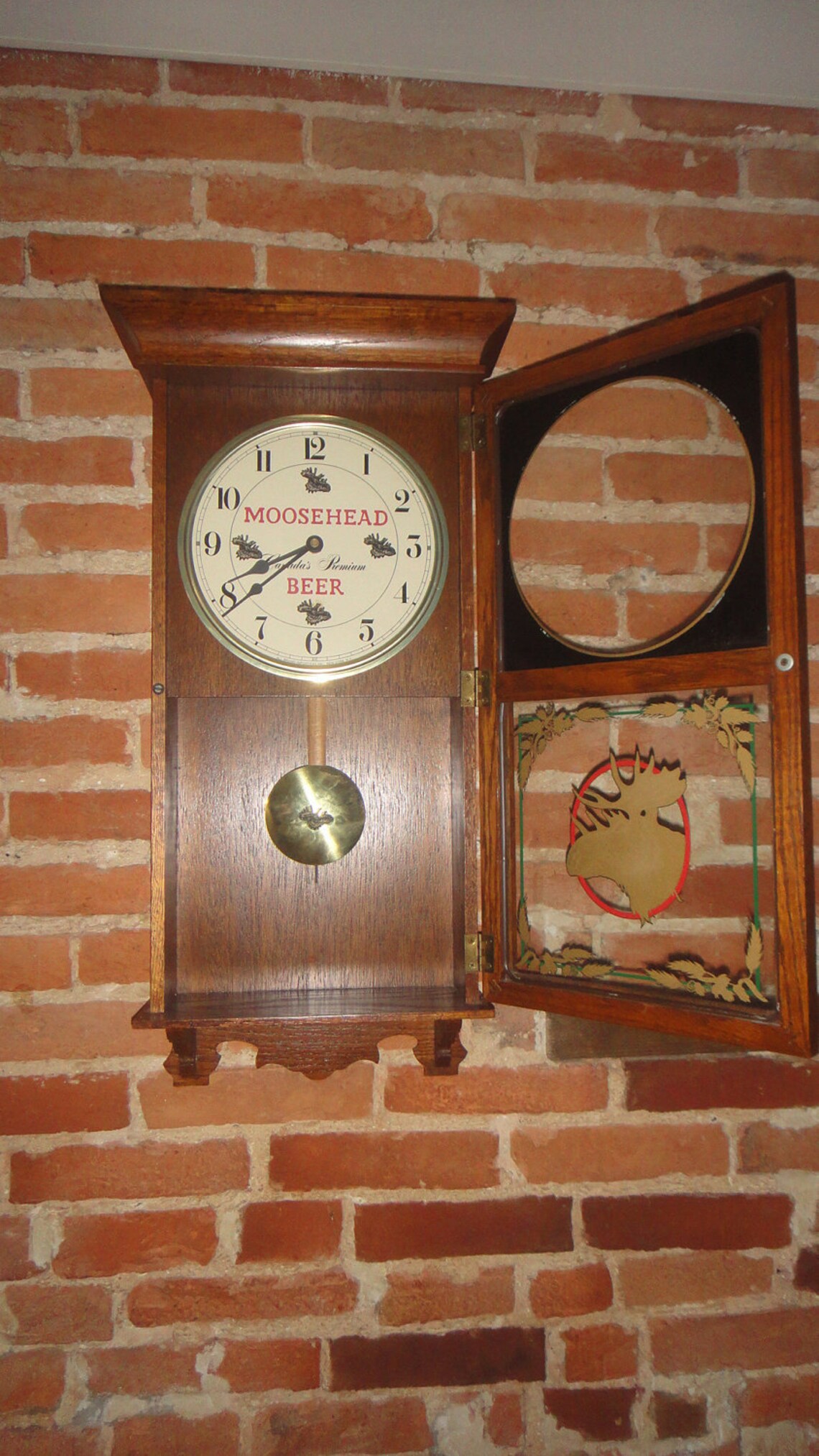 Moosehead Beer Wall Pendulum Clock in Oak Case Etsy