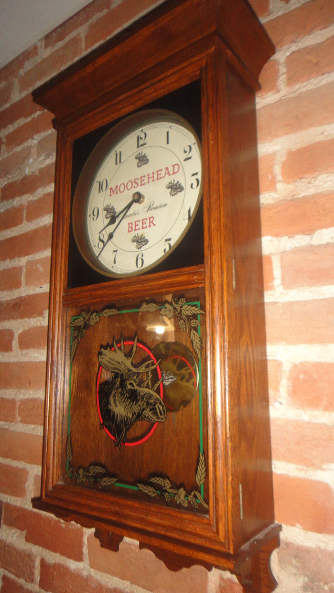 Moosehead Beer Wall Pendulum Clock in Oak Case Etsy