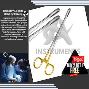 Rampley Sponge Holding Forceps with Ratchet | Surgical Instrument | Stainless Steel Medical Tool