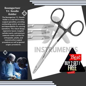 Baumgartner Needle Holder 14cm | TC Straight Serrated Jaws | Surgical Stainless Steel Precision Instrument